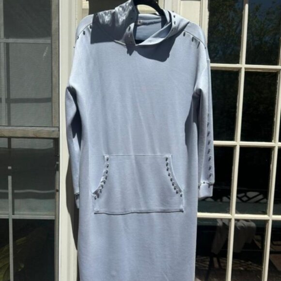 NWOT WHY Long Sweatshirt Hoodie Dress w/ Rhinestones, Size M - Picture 1 of 6
